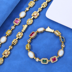 Gold-Plated Gemstone Necklace